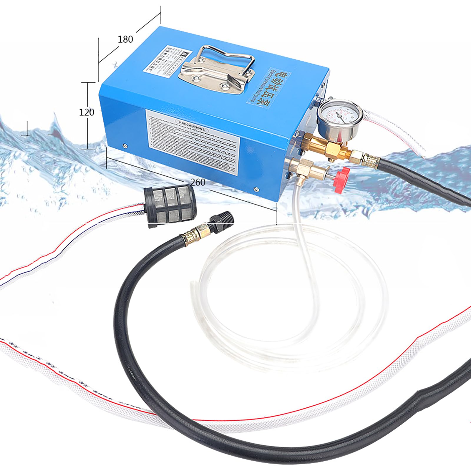 Bomba Eléctrica De Prueba De Presión, Comprobador De Fugas, Presión De Trabajo 0-12 Kg/cm², Caudal Máximo 9 L/min, Rosca Externa De 4 Puntos, para Pruebas De Presión En Tuberías