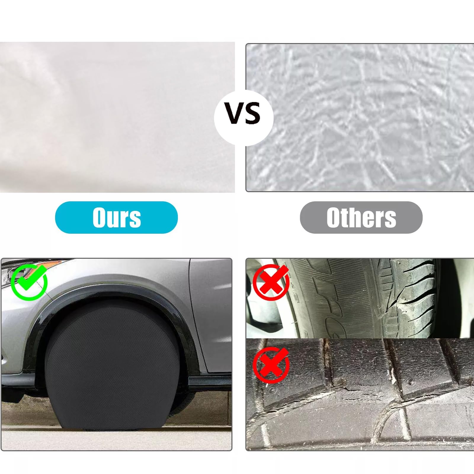 4 stuks zwarte waterdichte bandenhoezen - zware anti-UV-bescherming 4 stuks zwarte waterdichte bandenhoezen - zware anti-UV-bescherming