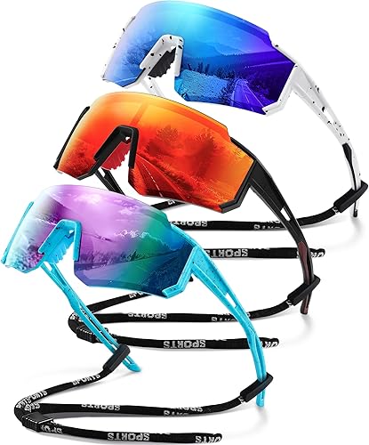 Miniatura 20 de Gafas de sol polarizadas deportivas para hombres y mujeres, lentes ligeros de TR90 con protección UV para ciclismo y correr A1 Negro/Azul