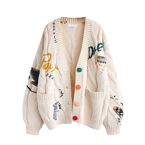 Women's Cable Knit Long Sleeve Open Front Cardigan Sheep V-Neck
