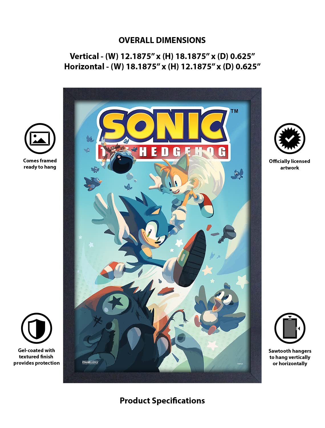 Amazon.co.jp: ソニック・ザ・ヘッジホッグの飛ぶ鳥 額入りアート