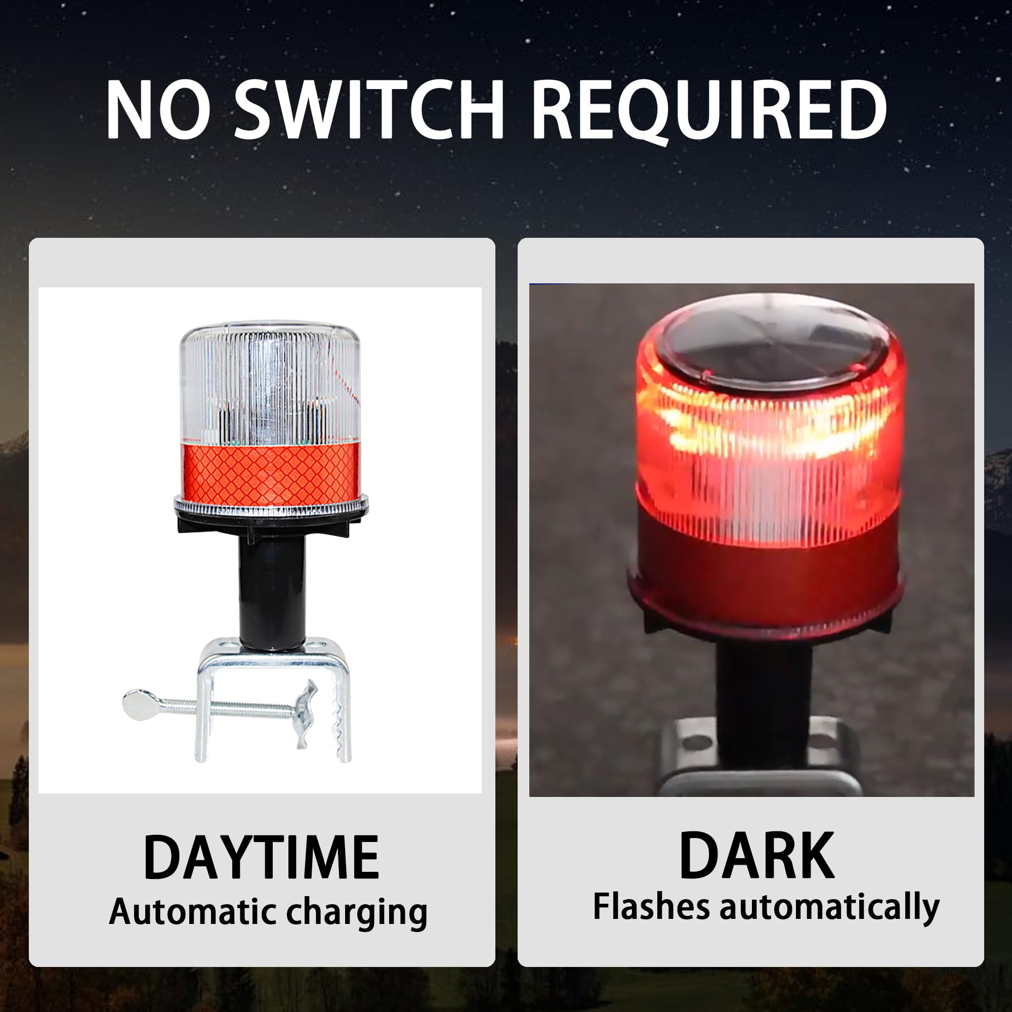 Aolyty Solar Strobe Warning Light IP54 Waterproof LED Flashing Safety Light Bright - View #3