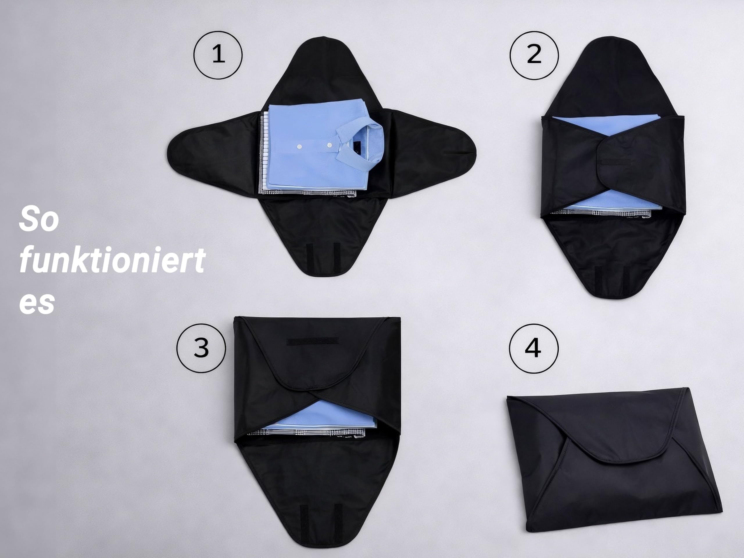 ZOLLNER 3er Set Hemdentaschen in 41x30 cm - für faltenfreie Kleidung - wasserabweisend - Polyester - leichtes Gewicht