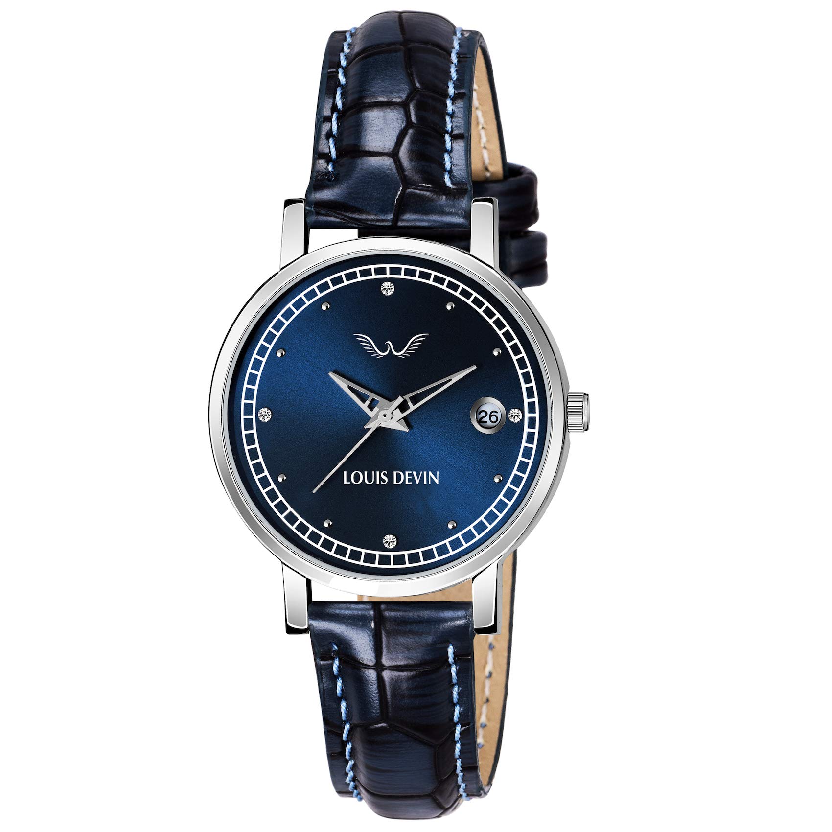 LOUIS DEVIN Ld-L130-Blu Blue Dial Leather Strap Analogue Wrist Watch For Women, Blue Band (B083KH4G4D) Amazon Price History, Amazon Price Tracker