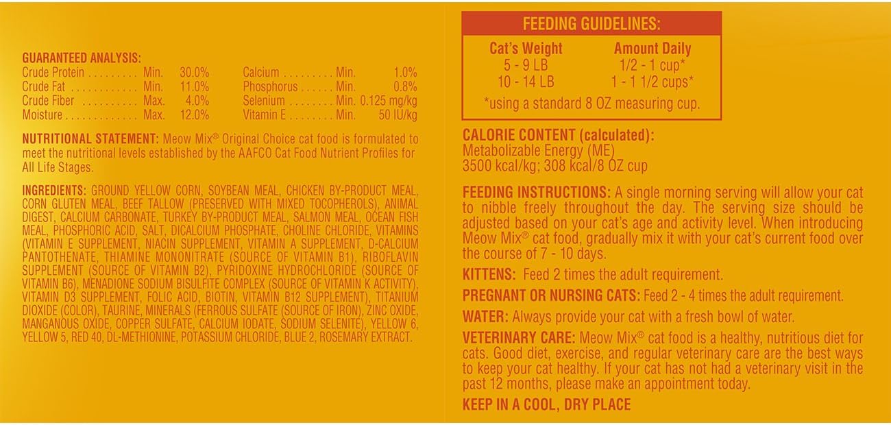 Meow Mix Original Choice Dry Cat Food, 6.3 Pound Bag : Dry Pet Food : Pet Supplies