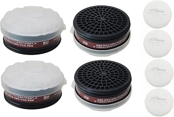 LDY-3 P-A-1 Filter Cartridge Against Organic Vapors and Dust for Respiratory Protection,Screw Type,4 Packs Filter Cartridges Sets and Plus 4 Pcs Filter Element