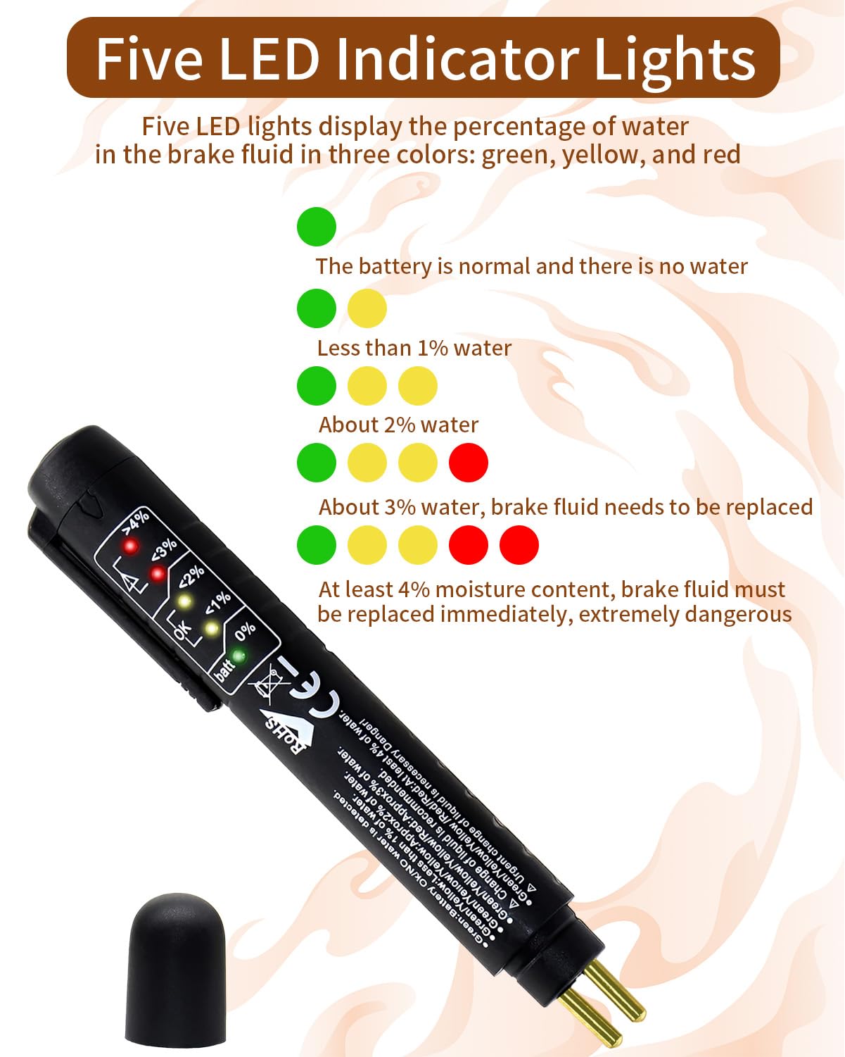 Tester Liquido Freni KARELLS - Con 5 LED, Per DOT3, DOT4, DOT5 - Foto 5