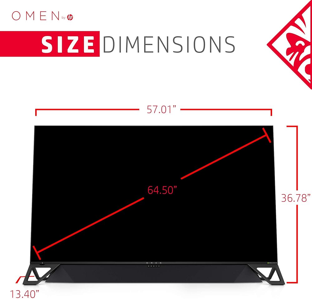 HP Omen X Emperium 65 inch Big Format Gaming Display, NVIDIA G-SYNC HDR, 4K UHD, 144hz Refresh Rate, with 120 Watt Sound Bar thumbnail 5