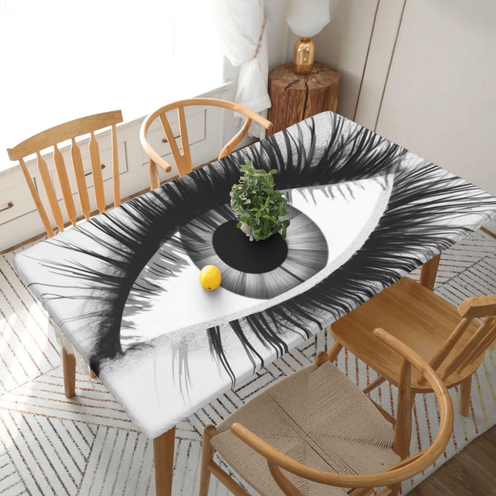 WPKJU Eyelash Printed Tablecloths 5ft Rectangular Table Covers Washable Polyester Decorative Table Cloth for Dining Table Picnic Wedding