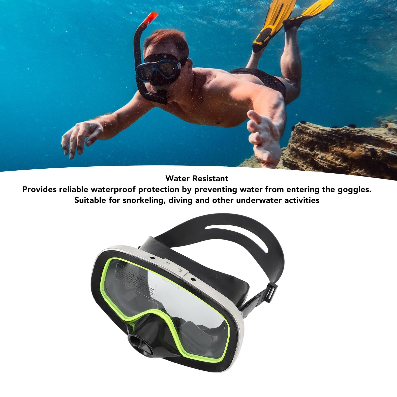 Keenso Gafas de Buceo Impermeables con Lentes de Vidrio Templado, Ajuste Cómodo para Bucear y Nadar