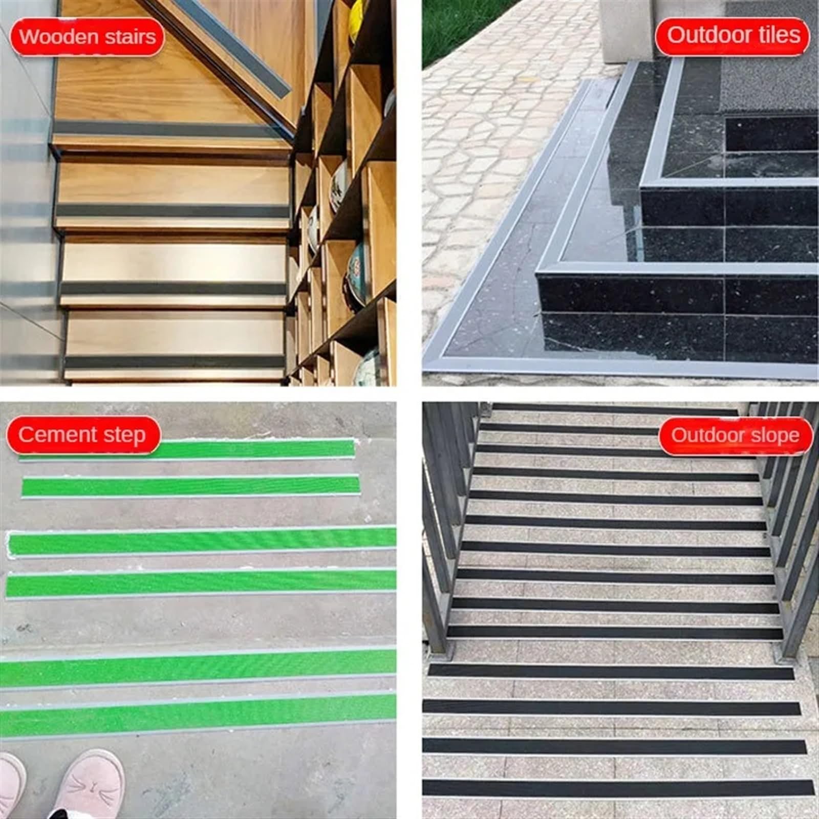 Tira antideslizante para peldaños de escalera con parte trasera autoadhesiva, impermeable, color amarillo, para protección del suelo de alfombras, borde de 500 cm de largo para suelos de baño y
