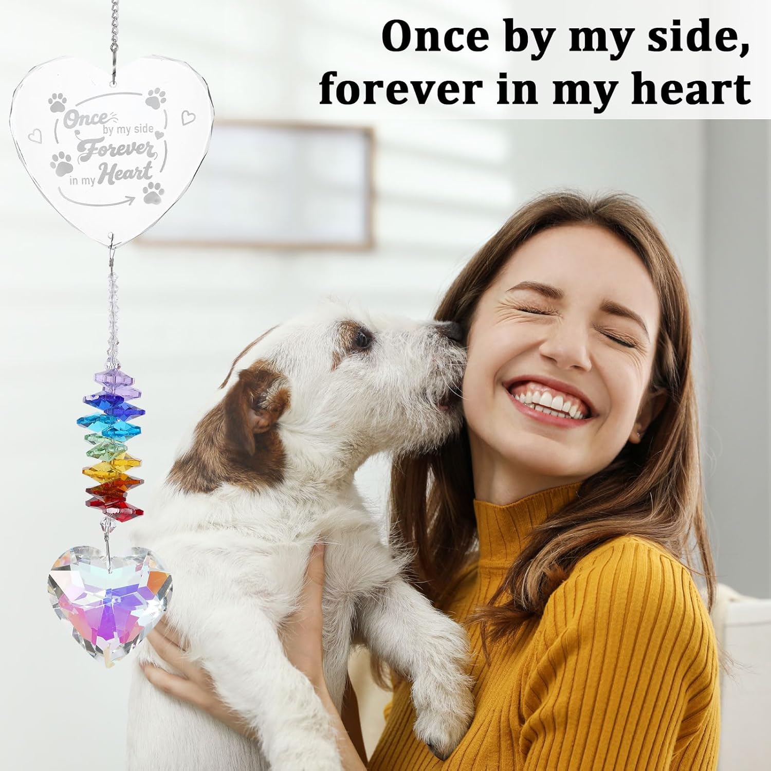 Dog Memorial Gifts for Loss of Dog Heart Shape Crystal Pet Bereavement Suncatcher Pet Memorial Gifts for Dogs and Cats Thoughtful Cat and Dogs Remembrance Gift - Image 5