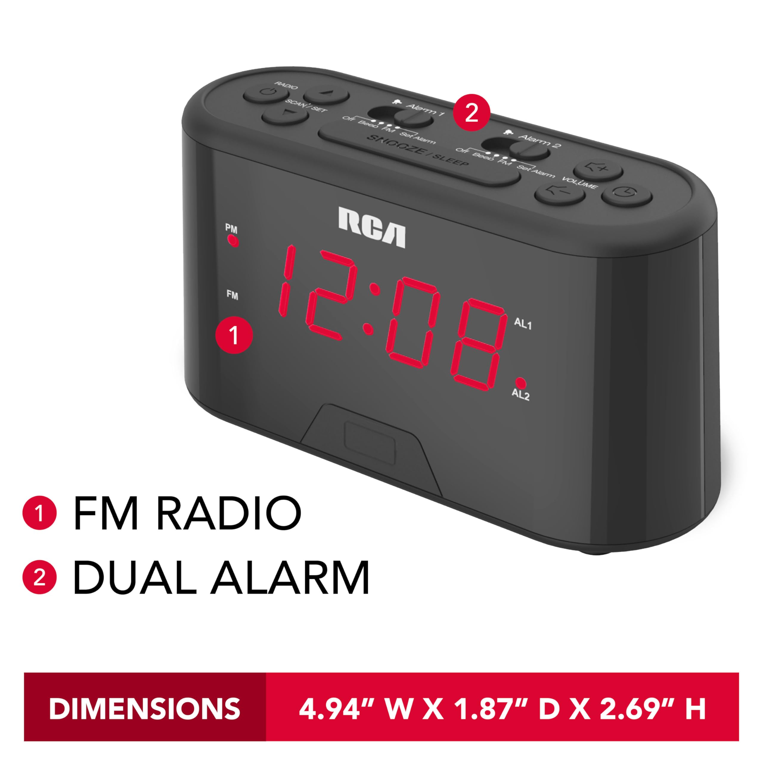 Amazon.com: RC551 Digital Clock Radio, Black; Dual Wake Alarm