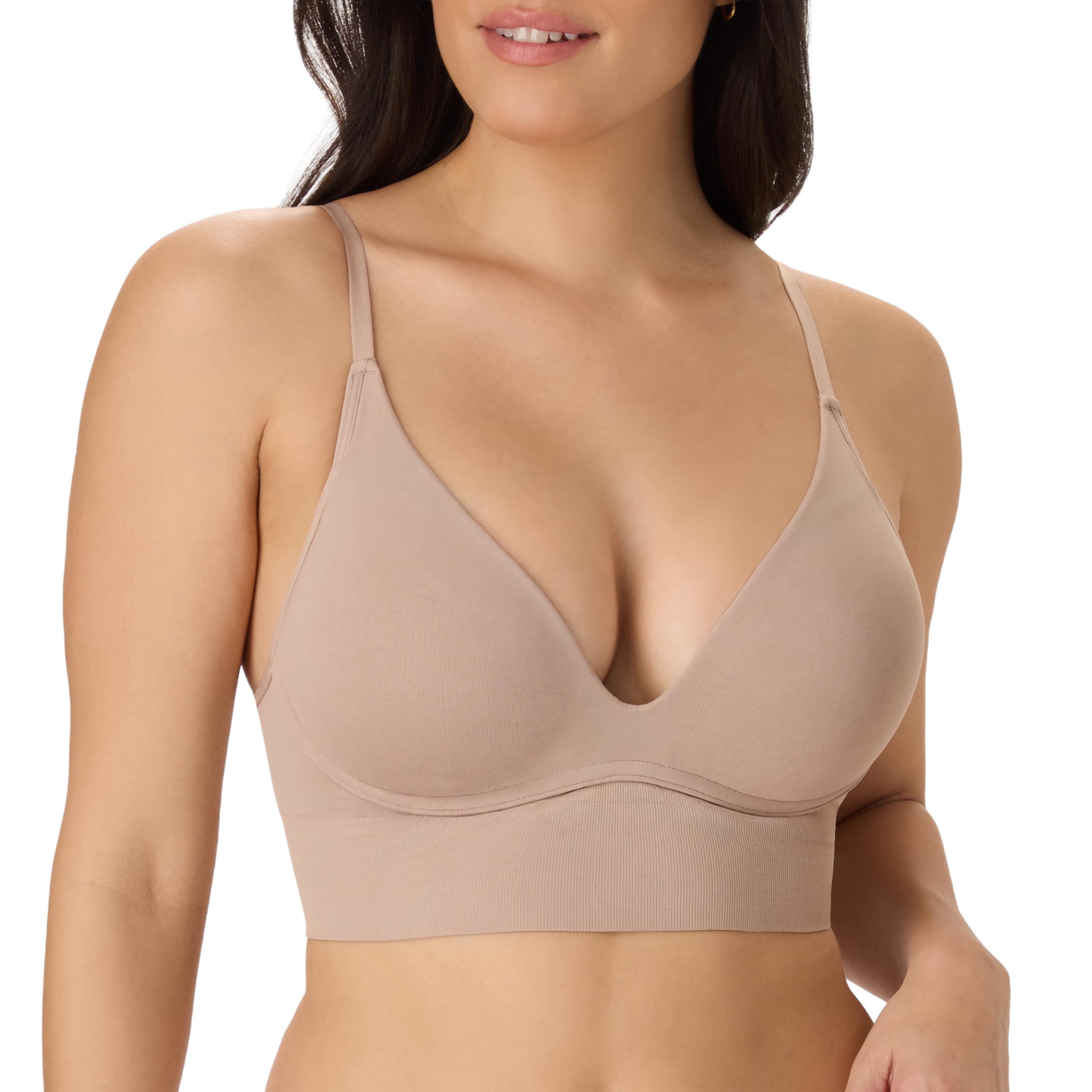 Maidenform Women's Push, M Seamless Lift Longline Bralette, Bras (Plus, Opaque, Evening Blush, L