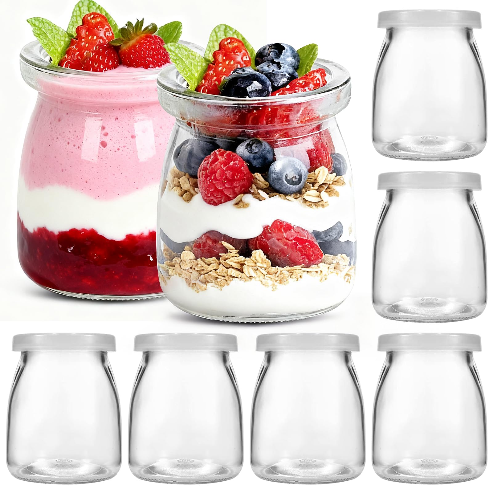 Lot De 24 Pots En Verre 140 Ml Avec Couvercle | Pots à Yaourt, Confiture, Dessert Réutilisables