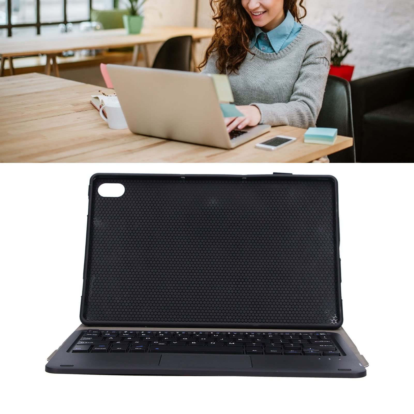 Funda con Teclado TouchPad para Tabletas para Lenovo Pad Tab P11 J606F, Cubierta de Soporte Delgada Y Liviana con Teclado Bluetooth Inalámbrico Extraíble para Tabletas Android(Negro)