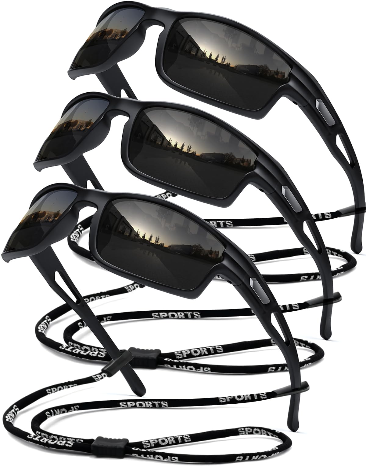 Occhiali da sole sportivi polarizzati da uomo, protezione UV400, leggeri, avvolgenti, per pesca, ciclismo, corsa
