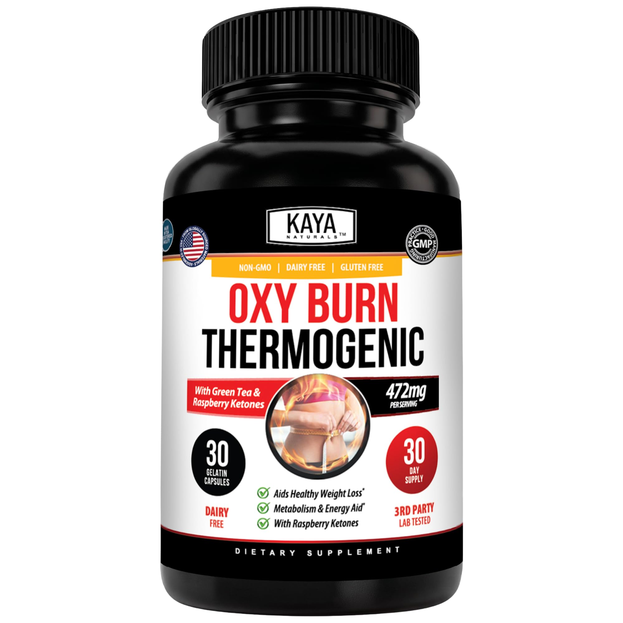 Kaya Naturals Oxy Burn Thermogenic Green Tea & Raspberry Ketones - 30 Count 30 Count (Pack of 1)
