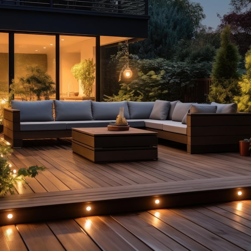 6er Set LED Bodeneinbaustrahler 230V Edelstahl • Ø 4,5 cm rund warmweiß wasserdicht • für Gehwegbeleuchtung Terrasse