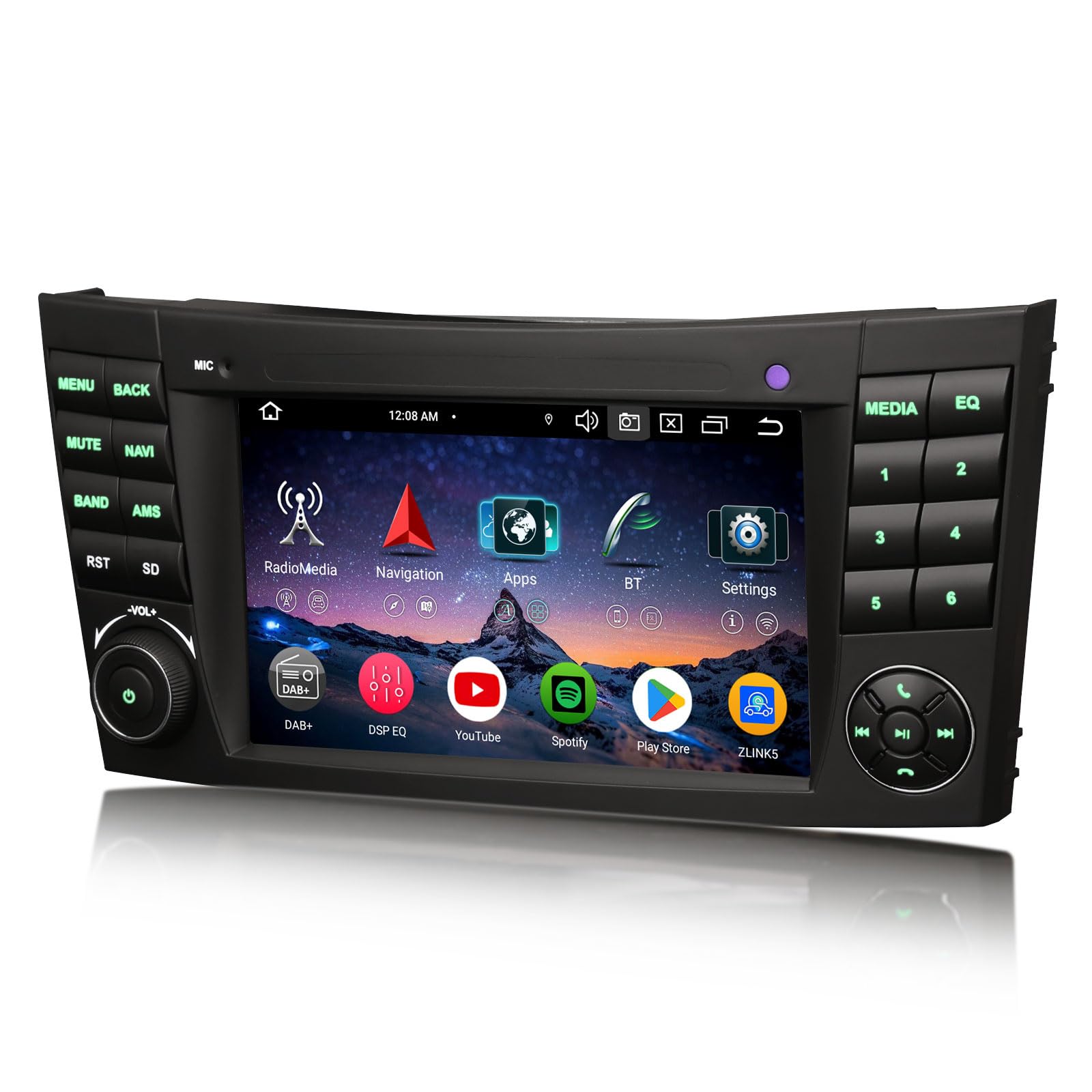 Erisin 8-Kern 4GB+64GB 7 Zoll Android 16 Autoradio Bluetooth GPS Navi für Mercedes Benz E Klasse W211 CLS Klasse W219 Unterstützt CarPlay Android Auto WiFi 4G DSP DAB+ OBD2 DTV USB Canbus Touchscreen