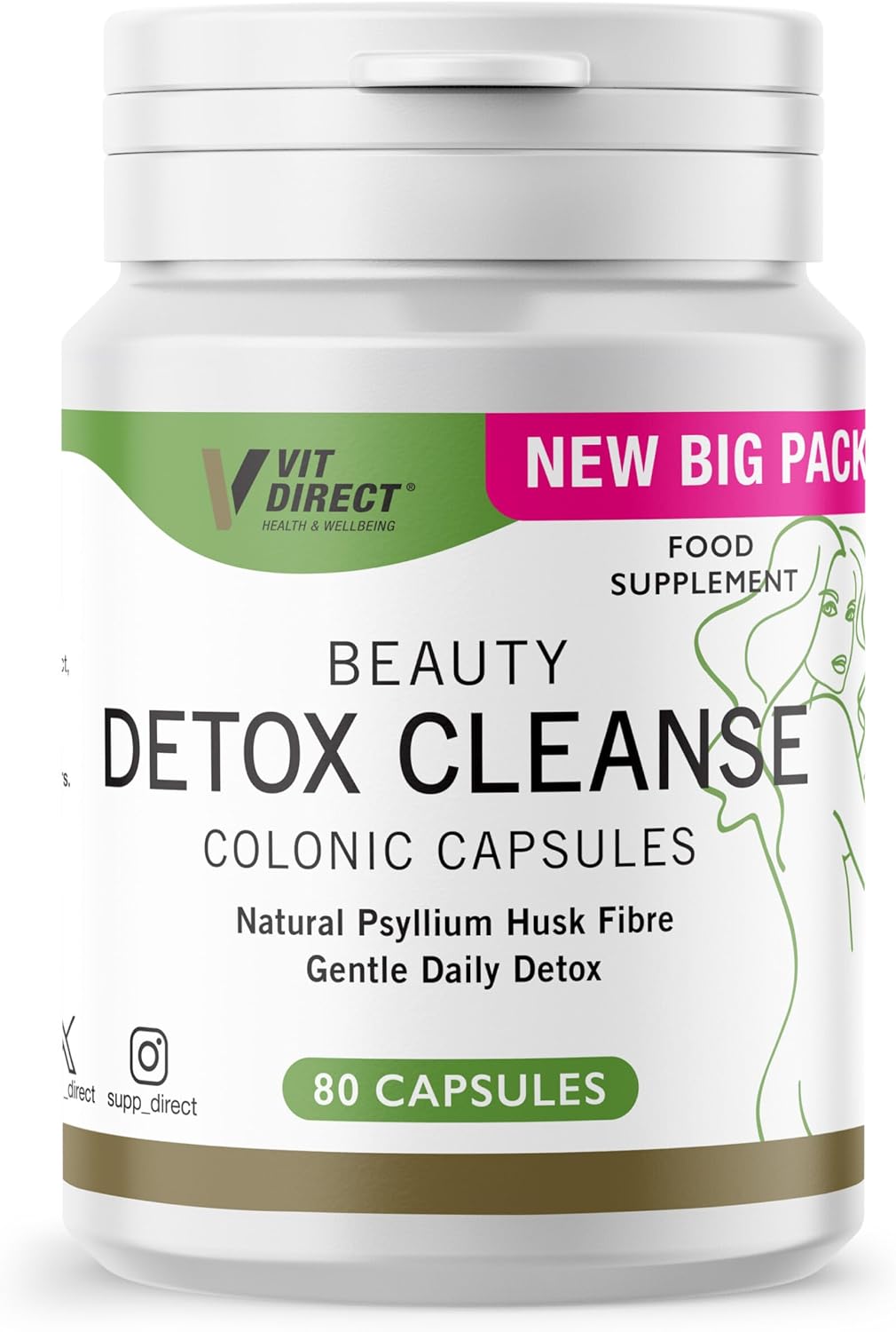 Vit Direct – Health & Beauty Detox Cleanse – Natural Weight Loss Capsules – 80 Colonic Capsules – 10 Day Course – Gentle Daily Detox – Colon Cleanse – Liver Repair – Full Body Detox
