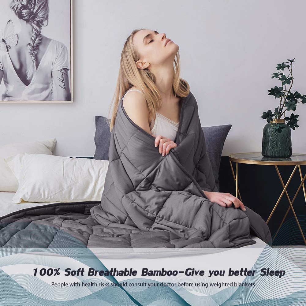 Amazon.com: Dornroscn Bamboo Weighted Blanket with 100% Pure Natural Bamboo  Viscose | 20lbs-60''x80''- Queen Size Bed for Adults | Cooling Heavy Blanket  Premium Glass Bead for Hot u0026 Cold Sleepers, Dark Grey :