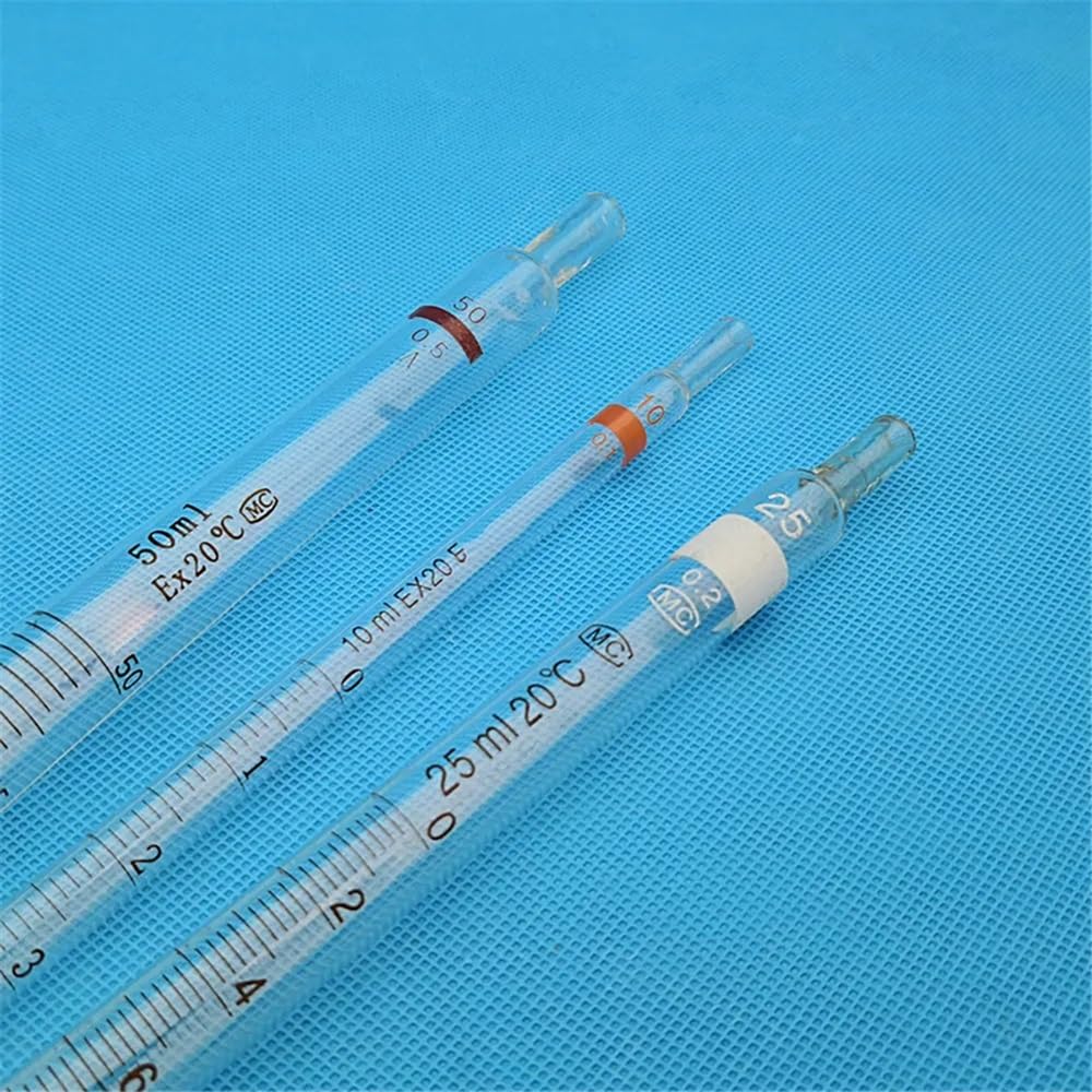 Pipeta de vidrio borosilicato, Pipeta de transferencia graduada vidrio con tubo color, 0,1-50 ml, 5/10 piezas, equipo laboratorio(50ml 5pcs)