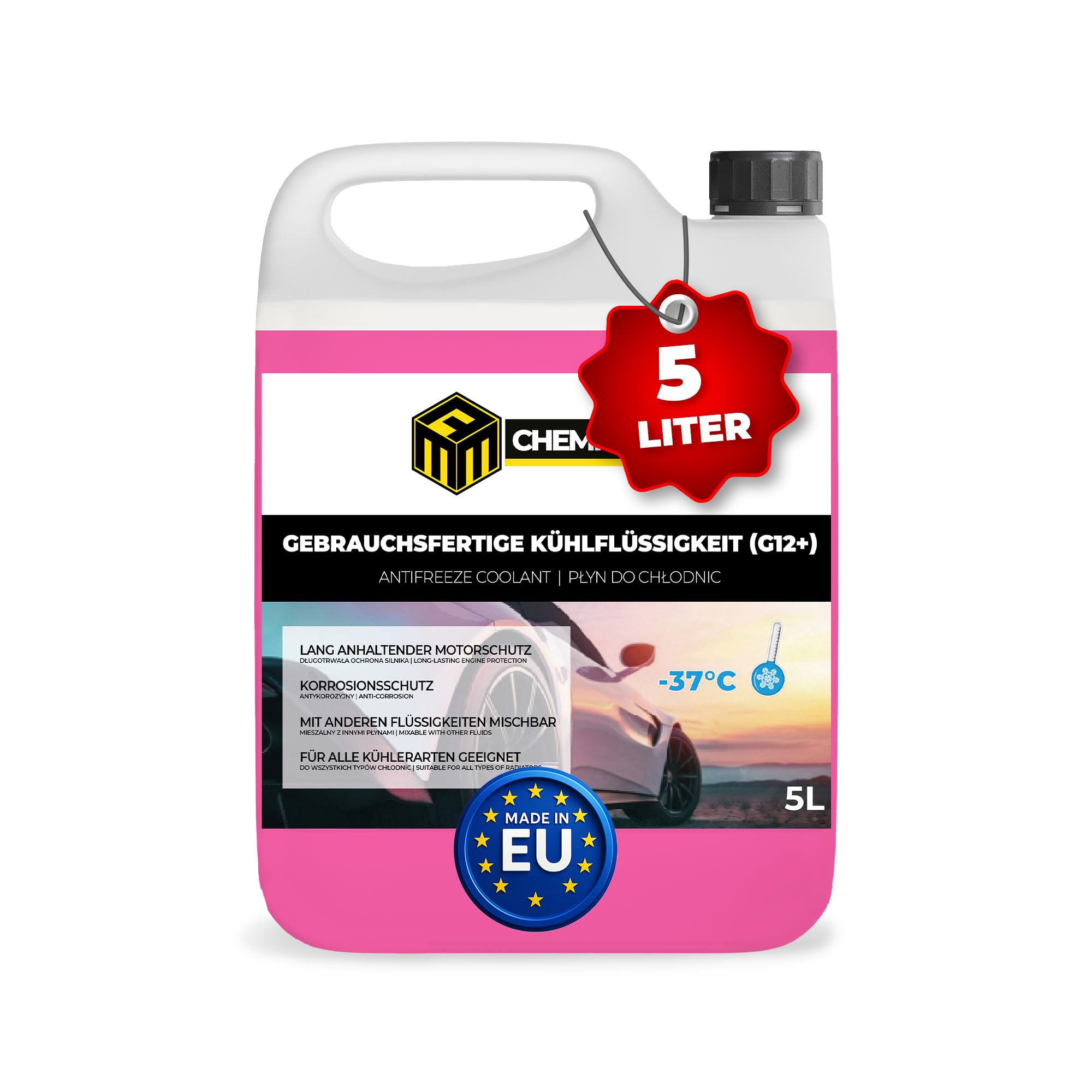MRM Chemicals G12+ Ready-Mix 1 x 5 L Kühlmittel & Kühlerfrostschutz – Longlife Kühlflüssigkeit für Auto, Motorrad & Nutzfahrzeuge | Schutz vor Überhitzung, Frost & Korrosion