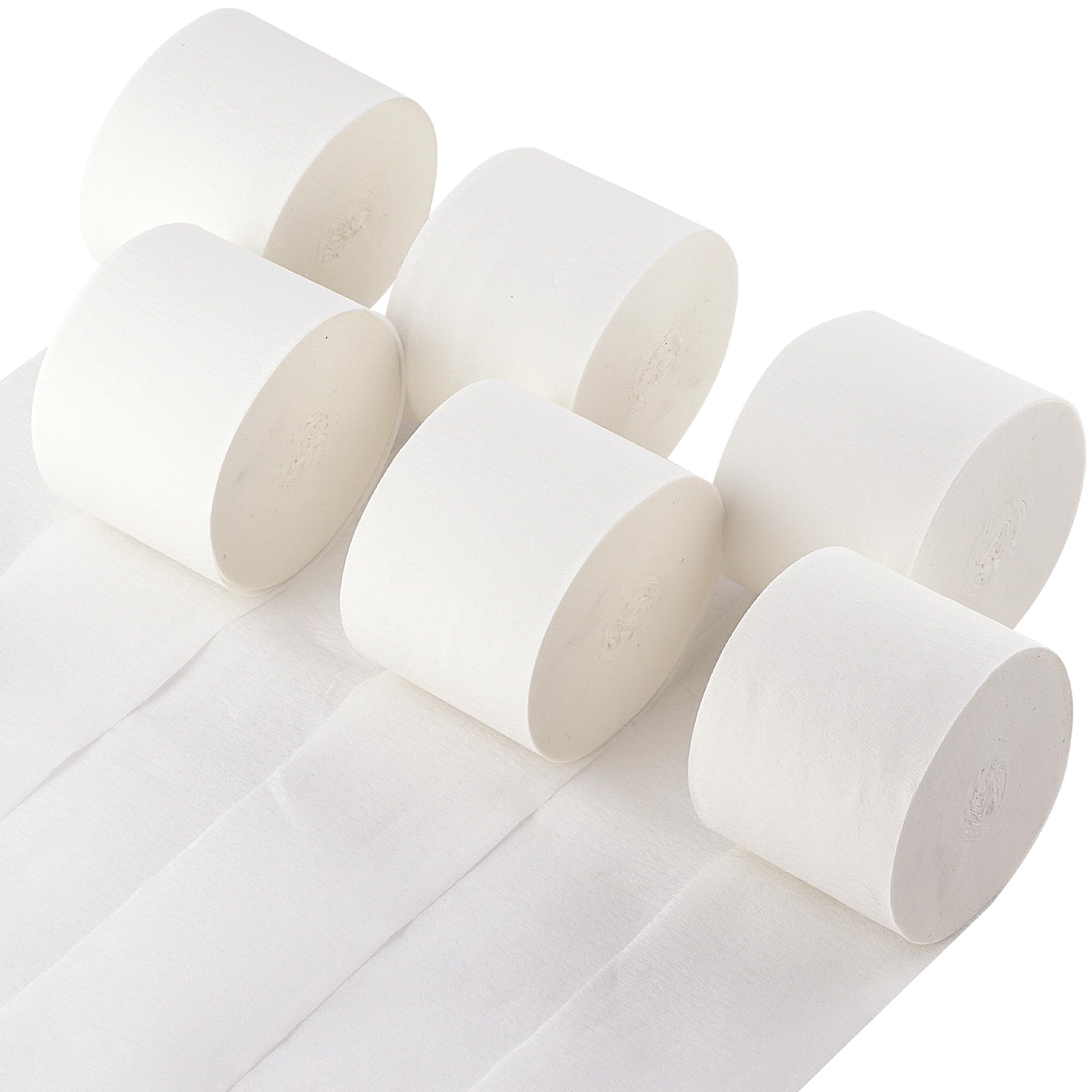 White Streamers Party Decorations, 2.2" x 123 Ft, 6 Rolls White Crepe Paper Streamers Party Supplies for Birthday Bridal Baby Shower Bachelorette Graduation Wedding Decorations, DIY Crafts
