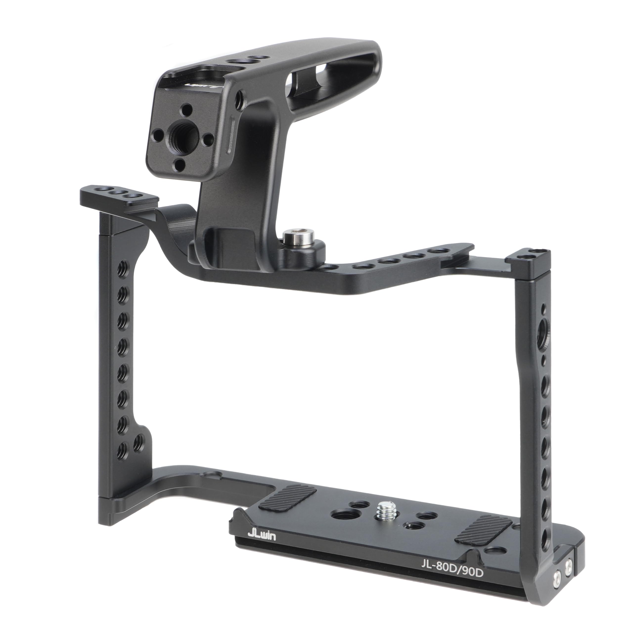 Hersmay - Gabbia per fotocamera EOS 90D, 80D, 70D, in alluminio, per fotocamere mirrorless Canon EOS 90D/80D/70D, con attacco a scarpa fredda, fori di posizionamento della maniglia, fori multipli per
