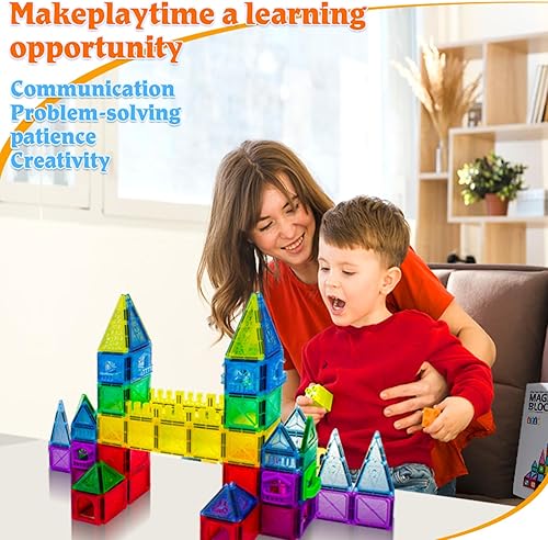 Miniatura 5 de Magnetic Building Tiles,110PCS Magnets Building Set,STEM Toys,Magnetic Building Blocks,Gifts for Kids Aged 3-4-5-6-7-8+