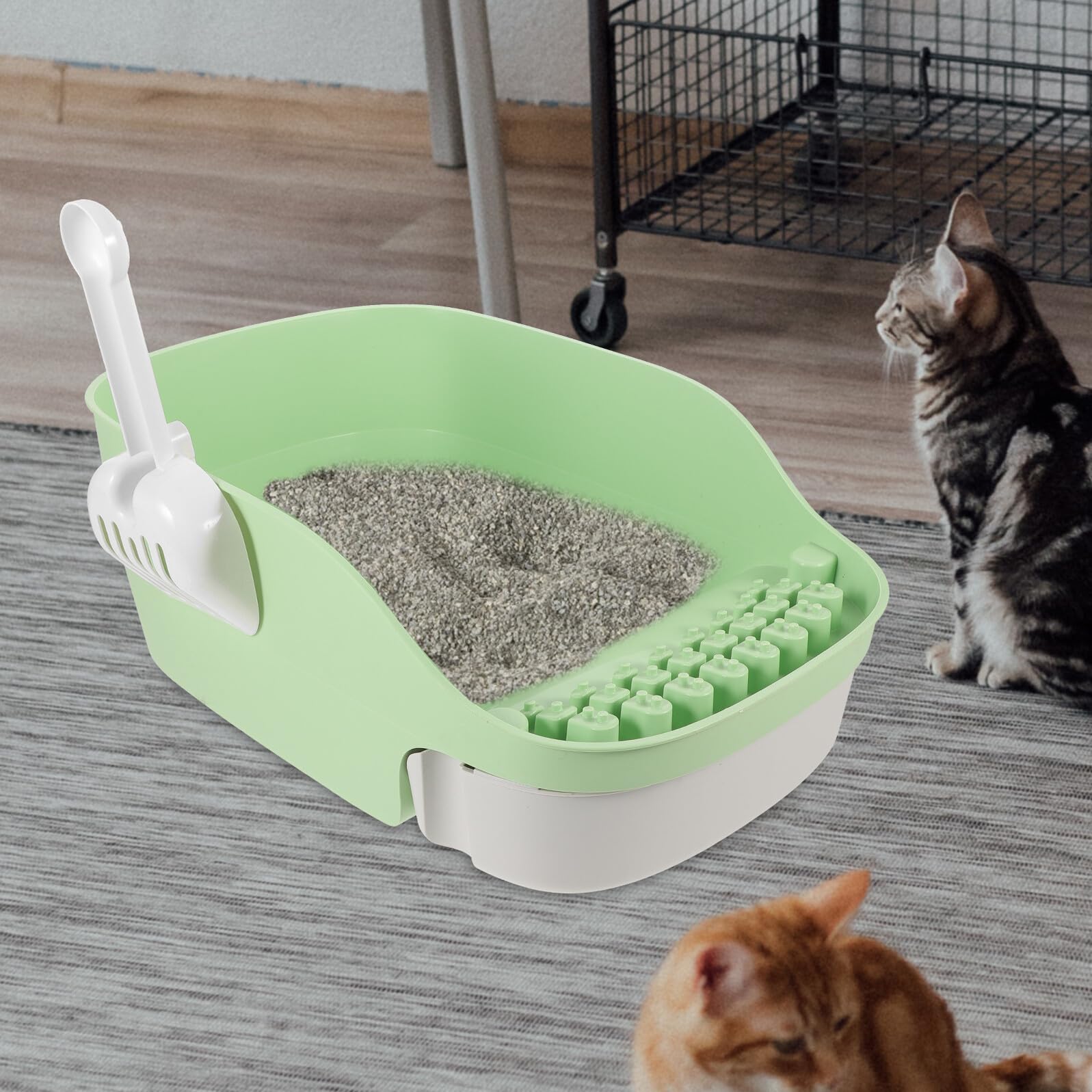 1set Lettiera Per Gatti Scopino Toilette Per Gattini Di Capacità Antispruzzo e Facilmente Pulibile Casa Per Gatti Avocado Piccola