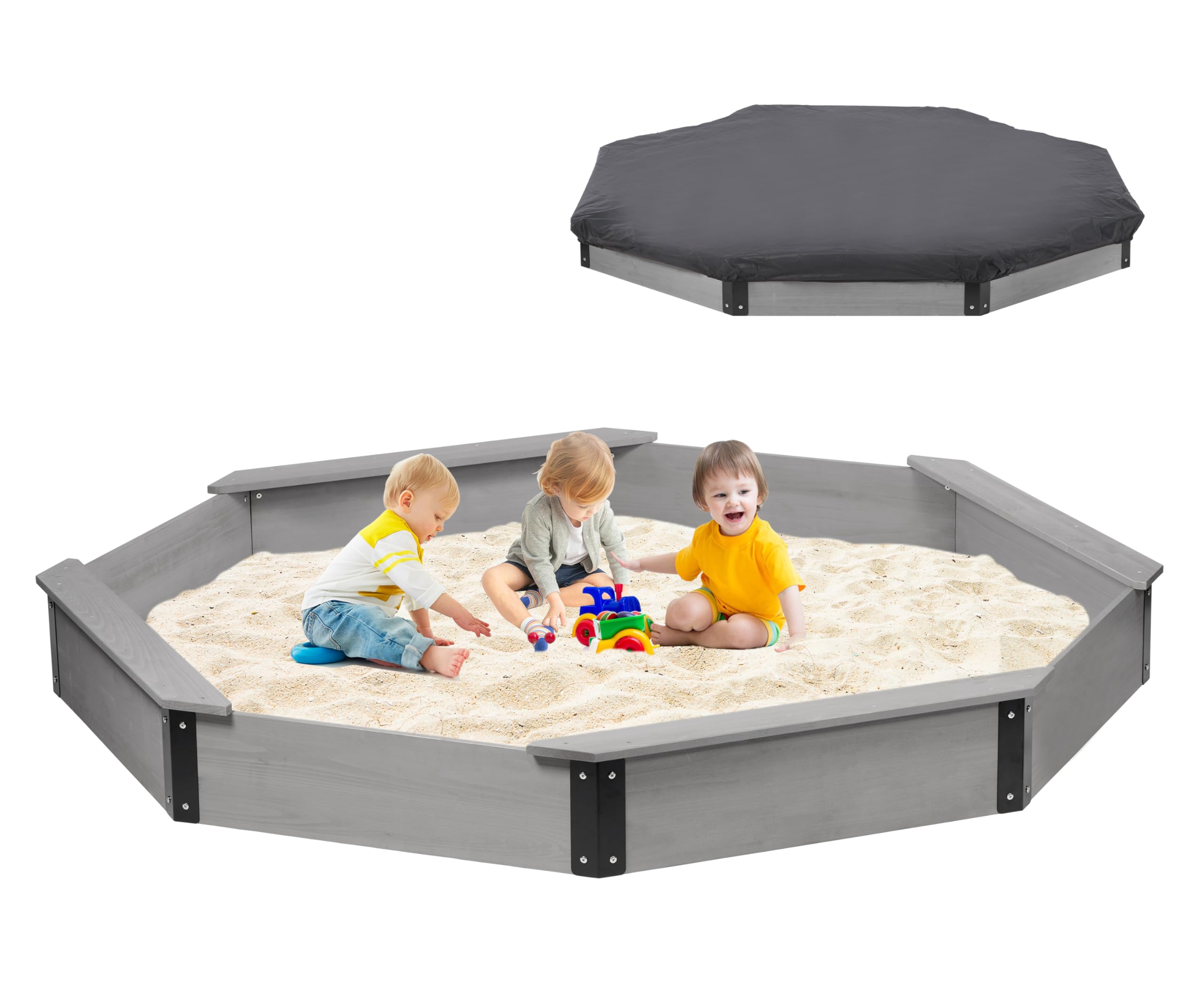 bonbon 　sandbox サンドボックス Amazon.com: Large Wooden Kids Sandbox with Lid – Outdoor