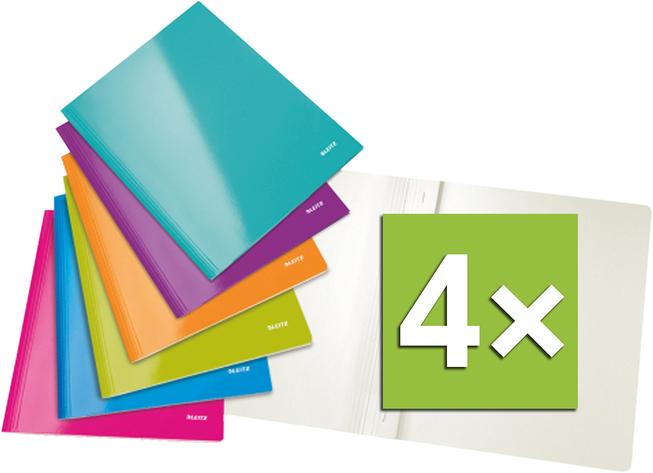 Esselte Leitz Wow Schnellhefter für DIN A4, Karton (A4-4 Packungen, Sortiert)
