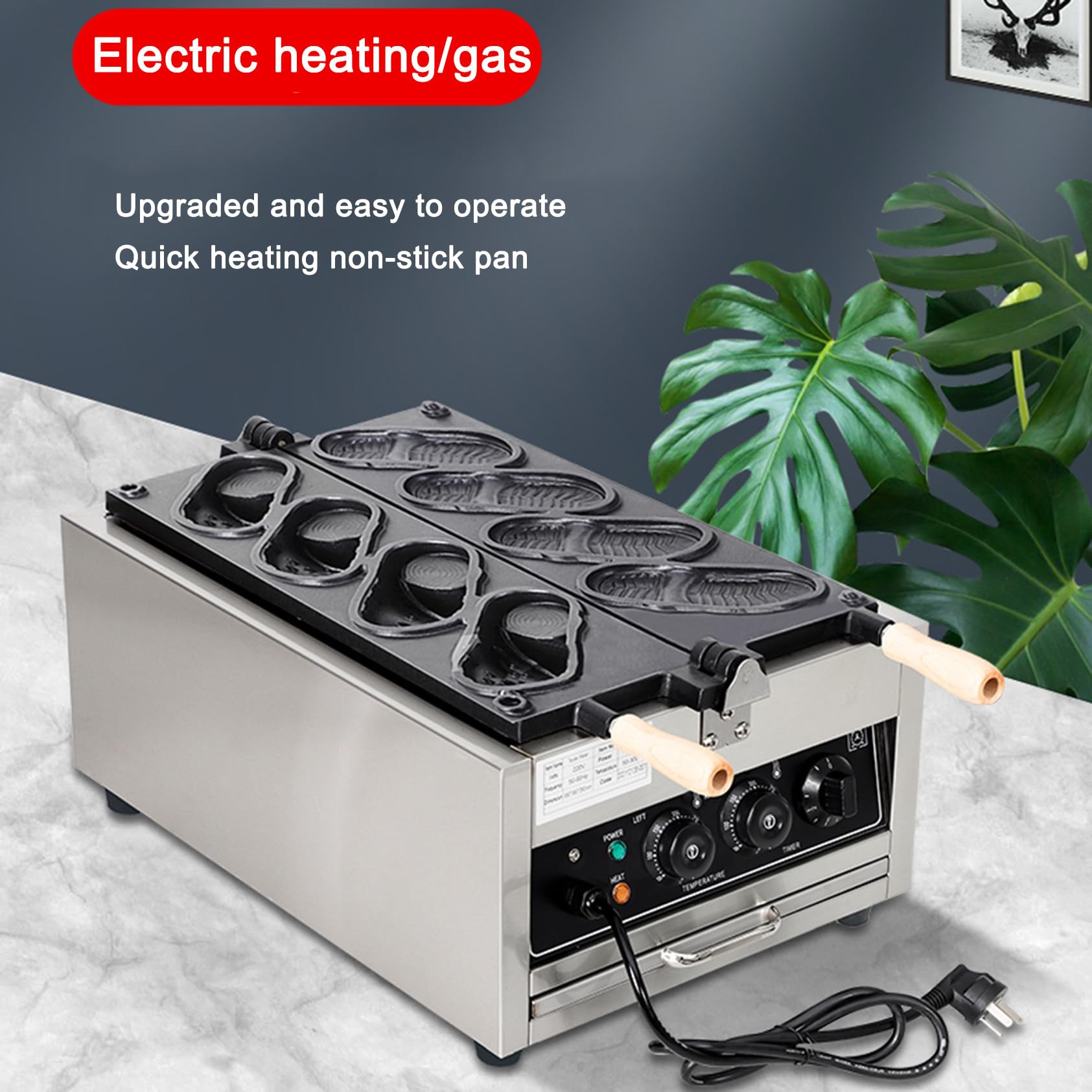Gaufrier professionnel, design en forme de chaussure pour gaufres maison et gâteaux croustillants, idéal pour les cuisines domestiques, les cafés et les restaurants, chauffage élec,Electricheatinga