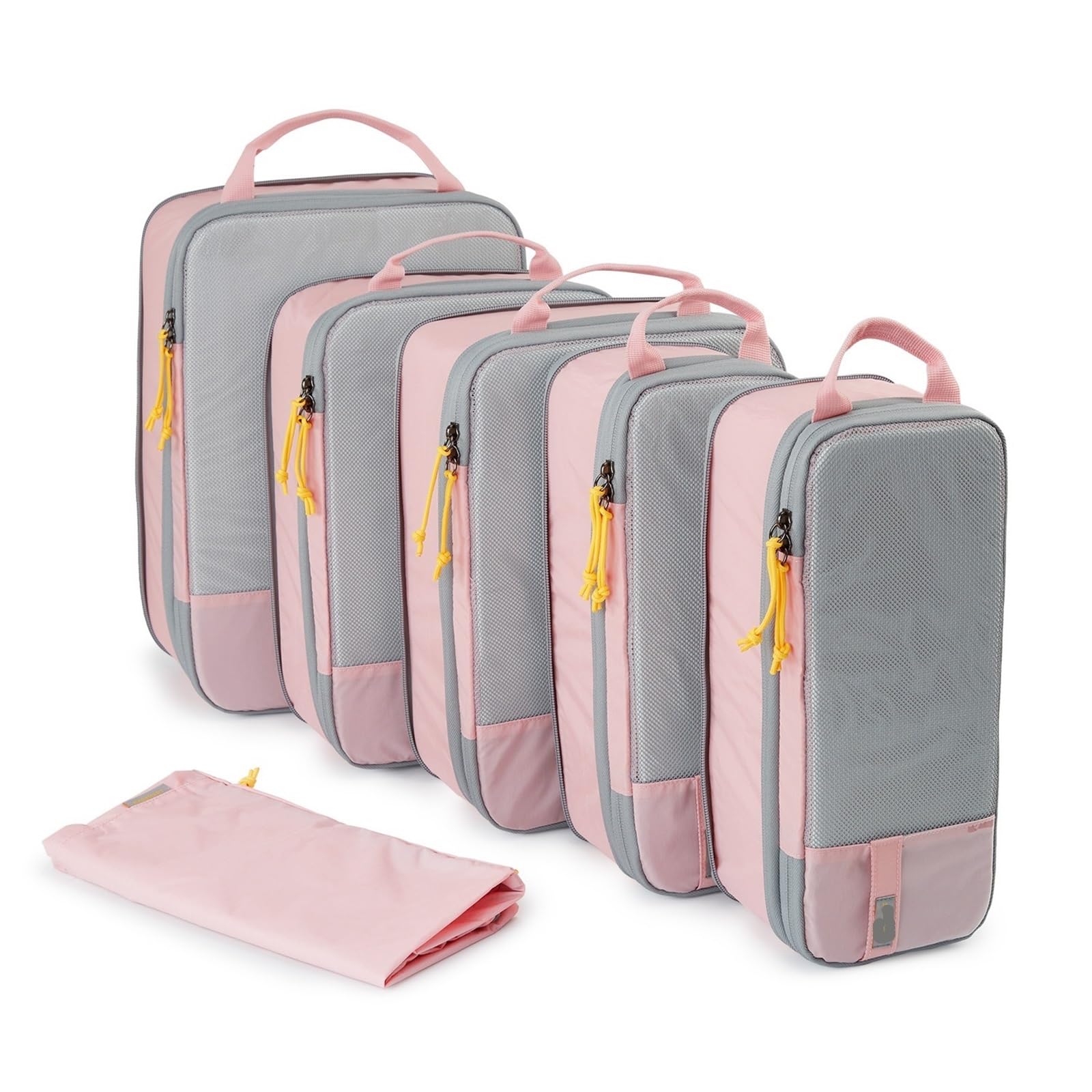 Cubi di imballaggio Borsa stoccaggio a compressione Viaggio Valigia leggera Accessori for organizer for bagagli da viaggio Organizzatori da Viaggio(6PC Pink)