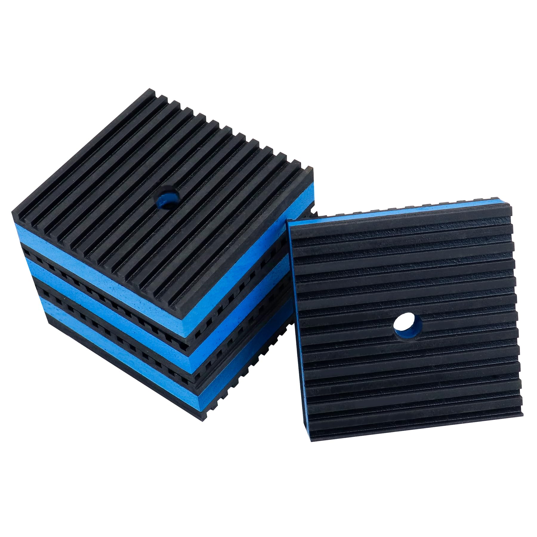 BJADE'S 4 Pack Anti-Vibration Isolation Rubber Pads with 3/8'' Pre-drill hole,3 x 3 x 7/8 inch Mechanical Vibration Damping Pads for HVAC,Air Compressor,Air Conditioner,Washer and Dryer