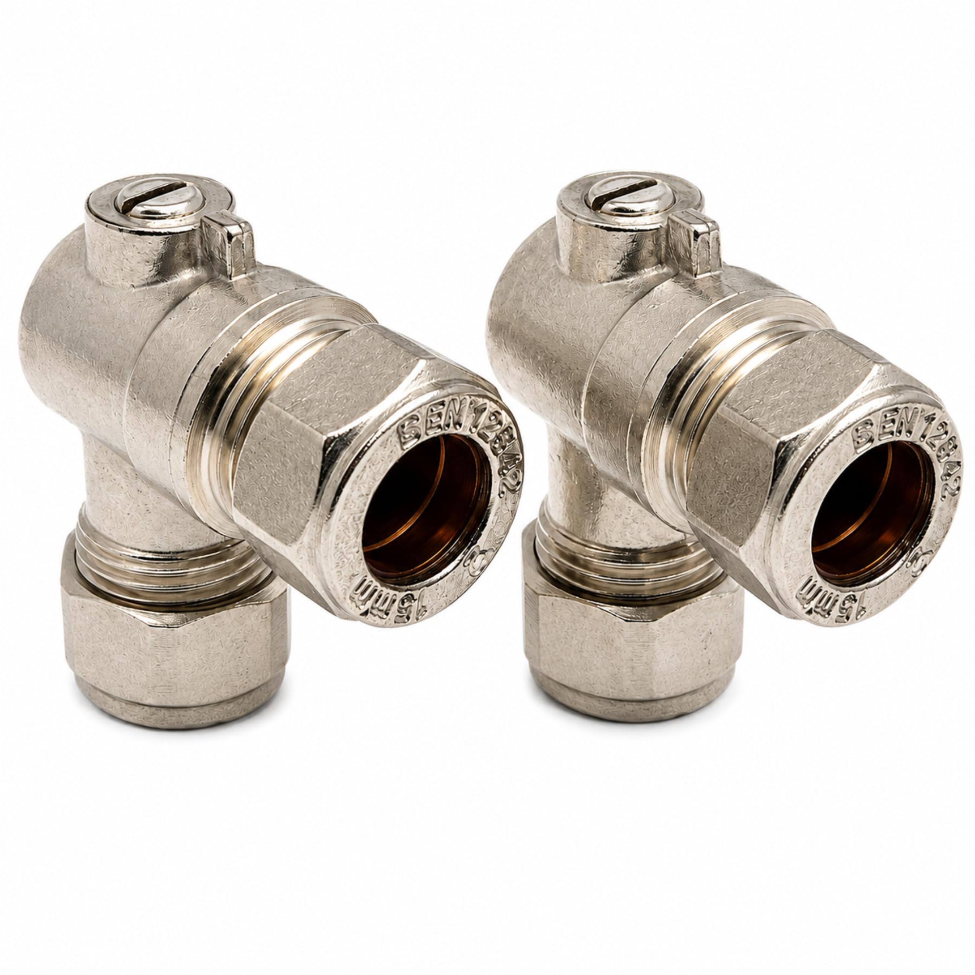 Hulthor Chrome 15Mm Compression Elbow Isolation Valves, Wras Approved, 2 Pack