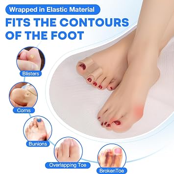Premium Elastic Toe Separators, toe separators for women and Man, Silicone Toe Spacers for Overlapping Toe, Bunion Corrector with 2 Loops for feet, Hammer Toe Straightener (2PC)