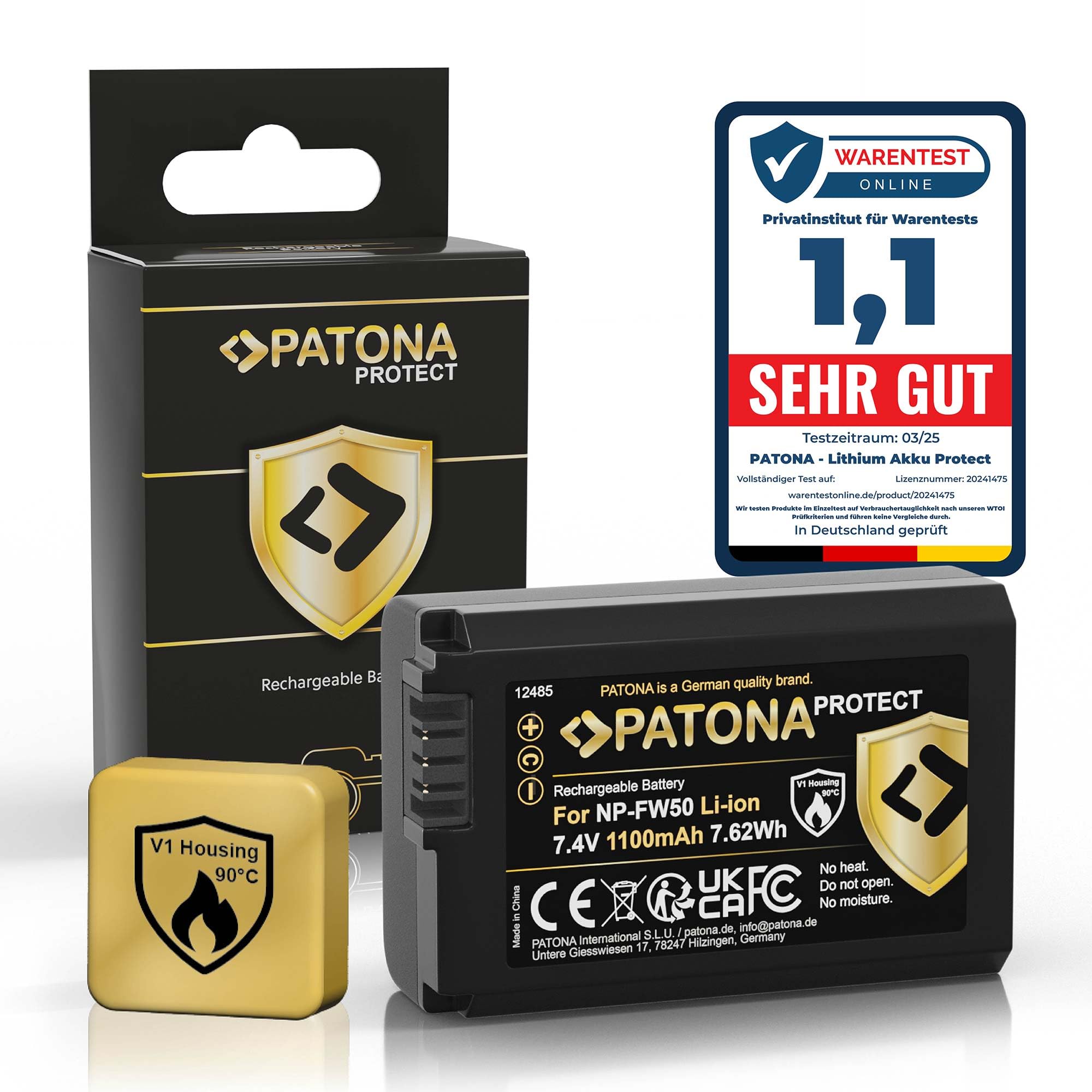 Patona Protect V1 Np-Fw50 Battery (1030 Mah) With V1 Case - Without Restriction Of Use