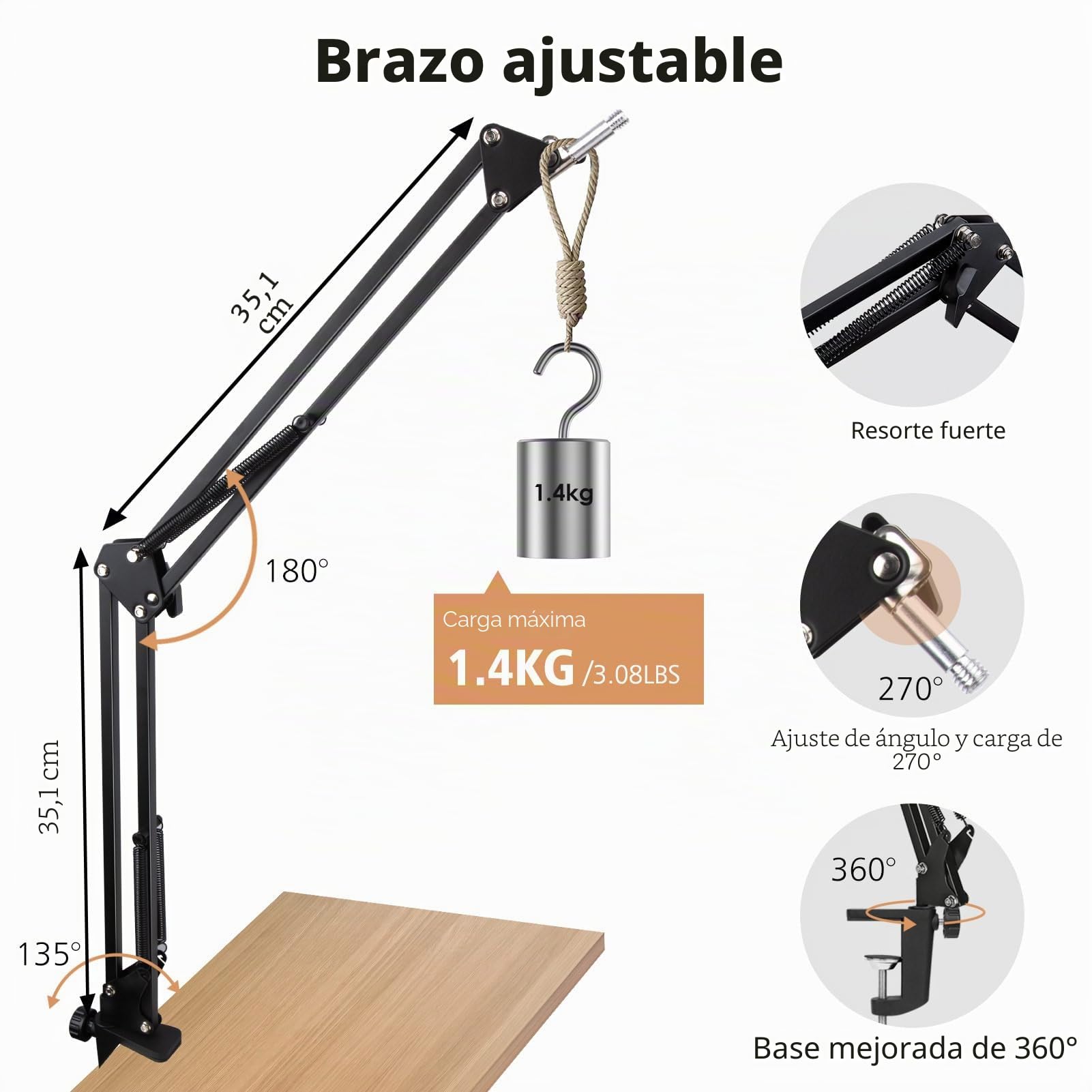 SUNMON Fifine AM8 XLR Soporte de Micrófono, Brazo Universal de Escritorio con Fifine K688, PodMic, HyperX QuadCast, Blue Yeti, Shure MV7+ y Mayoría de los Micrófonos