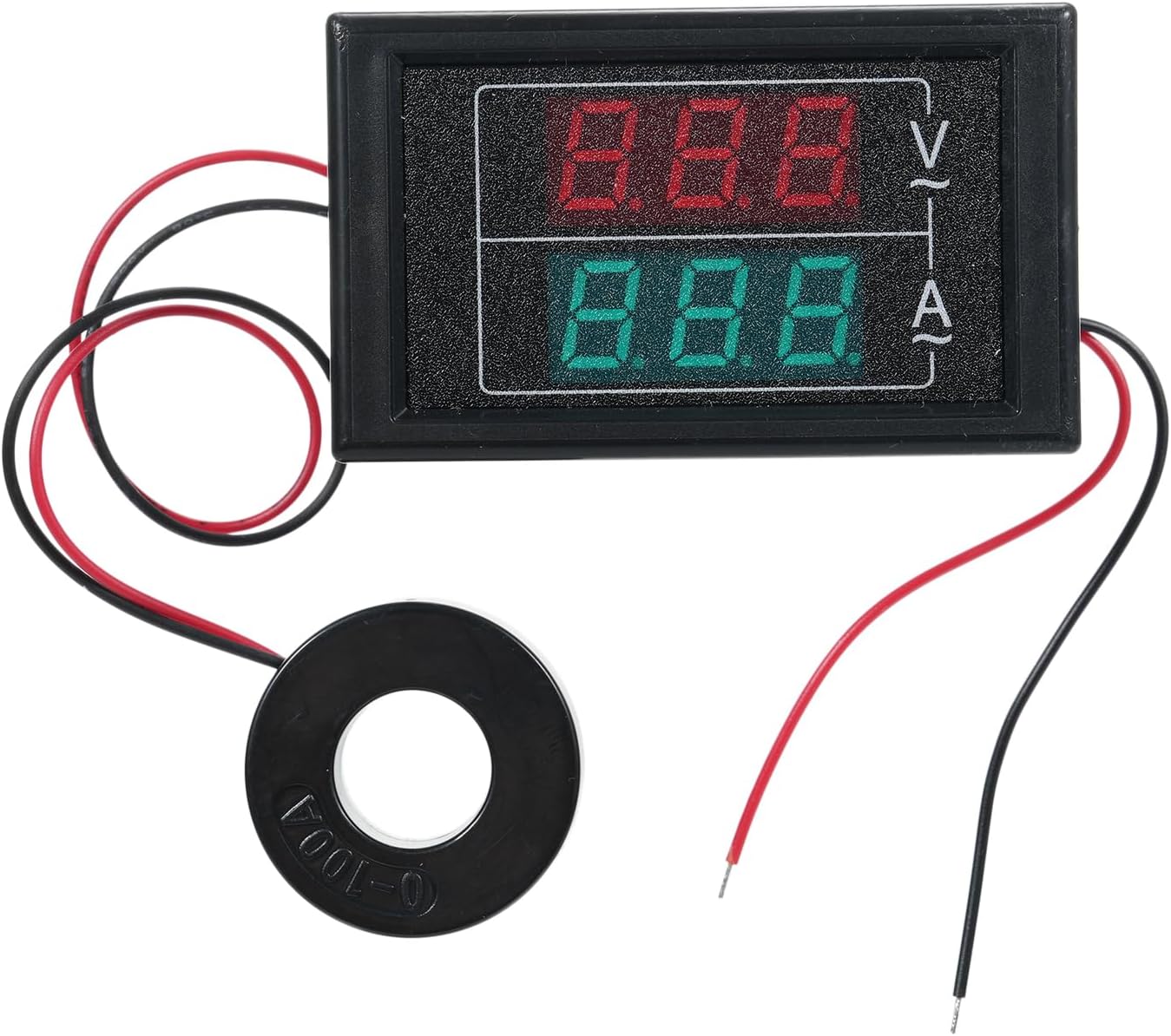 Volt Amp Meter AC 60-500V 100A Digital Multimeter with Current Transformer 2 in 1 Mini Ammeter Voltmeter Gauge with Dual LED Display Universal Car Accessories