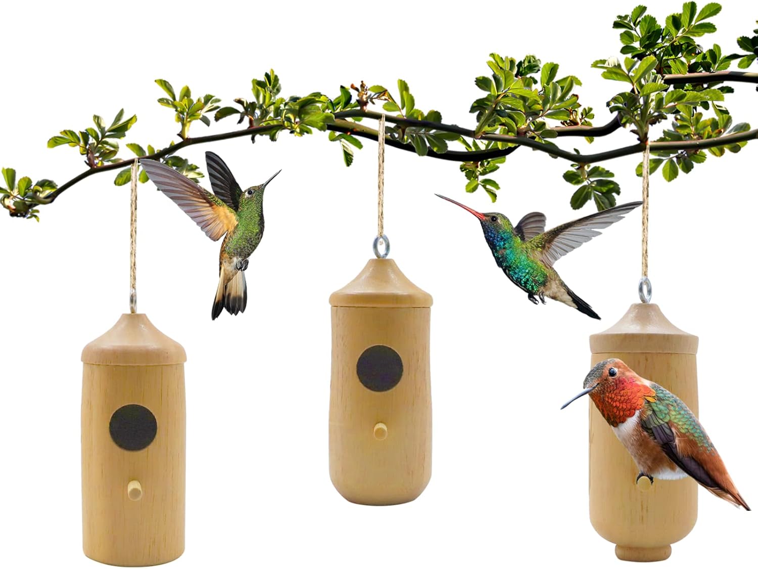 Amazon.com: Hummingbird House for Outside Hanging,Wooden Humming Bird ...