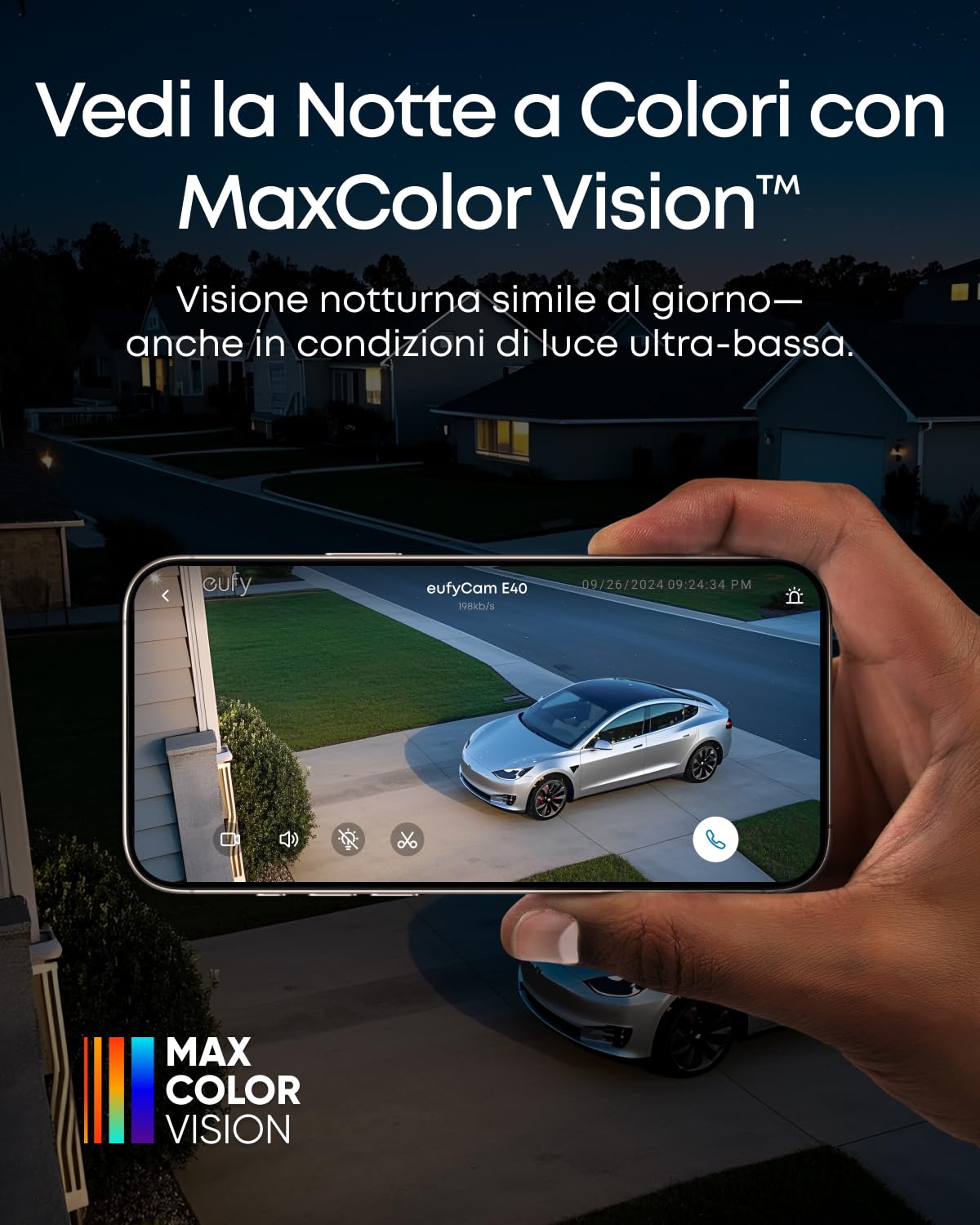 eufy Security Cam E40 Add-on, Telecamera Wi-Fi Esterno con Pannello Solare | Telecamera Aggiuntiva, Sicurezza Wireless, Risoluzione 2K, Visione Notturna MaxColor, IP67.