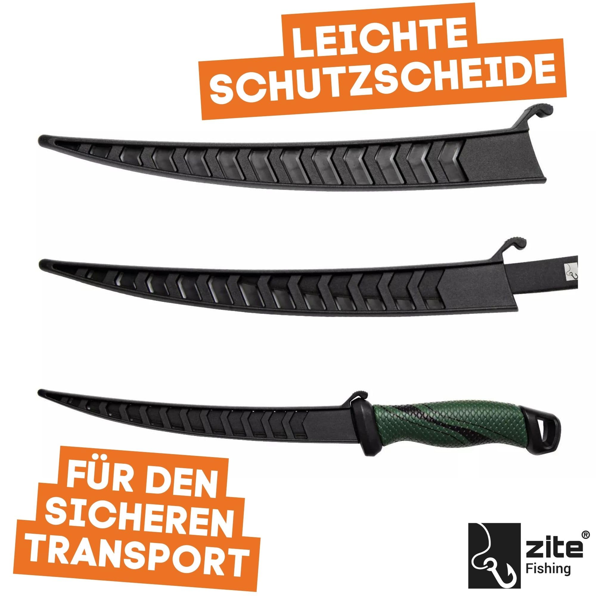 Zite Fishing zestaw noży do filetowania z ostrzałką do noży – ostre i powlekane ostrze odporne na korozję – nóż do ryb z uchwytem antypoślizgowym – długość ostrza 20 cm