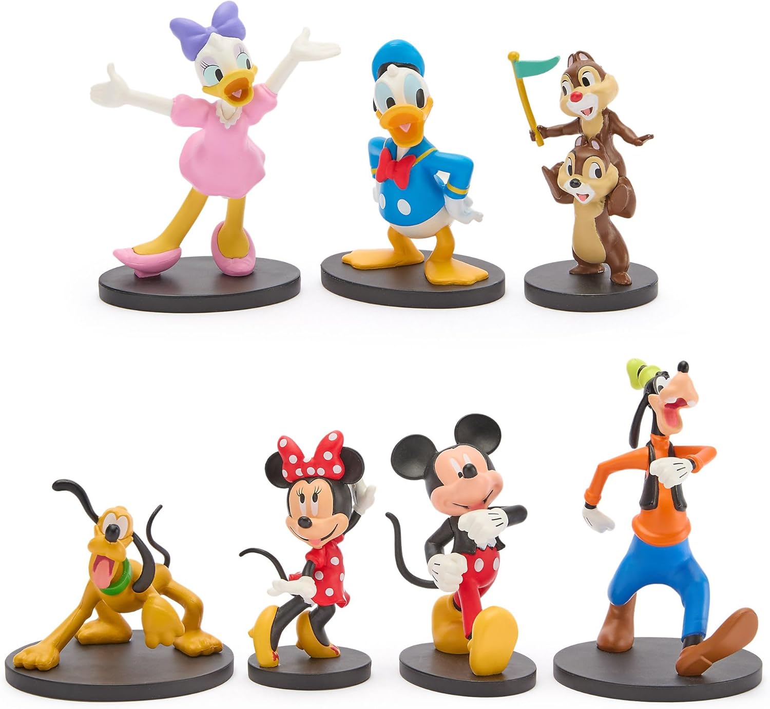 Disney Store Official Mickey Mouse & Friends Figure Set Classic Character Toy Figures with Mickey, Minnie, Goofy, Pluto, Donald, Daisy and Chip and Chap