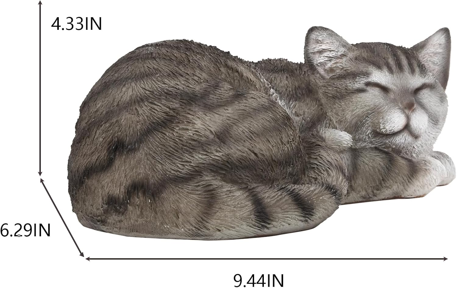 Elenon Cat Garden Statue Decorative for Yard, Grey Tabby Sleeping Cat Figurines Home Lawn Decor, Patio Kitten Tuxedo Statues Pets Memorial Ornament for Cat Lovers - Image 5