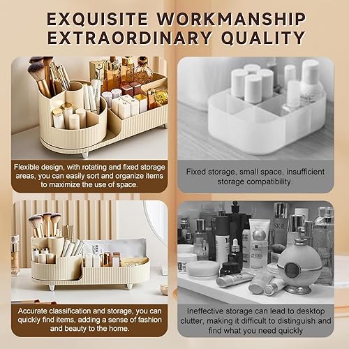 Miniatura 5 de Organizador de maquillaje giratorio de 360, vitrina de cosméticos de gran capacidad, fácil de sostener todos tus productos de maquillaje, al menos