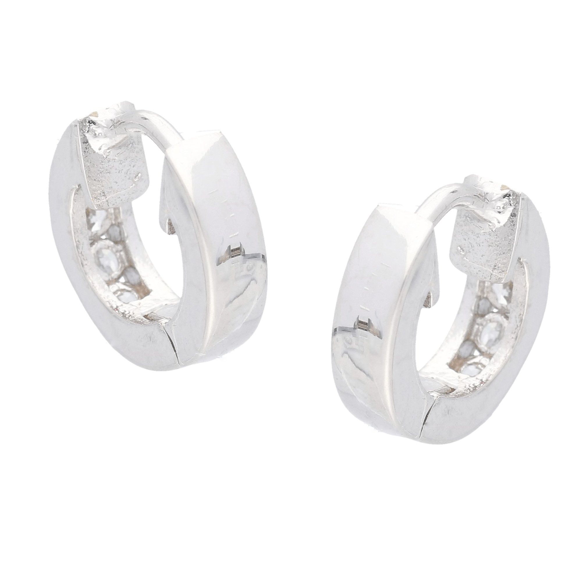 Tiny CZ Ear Huggers Sterling Silver Huggie Hoop Earrings