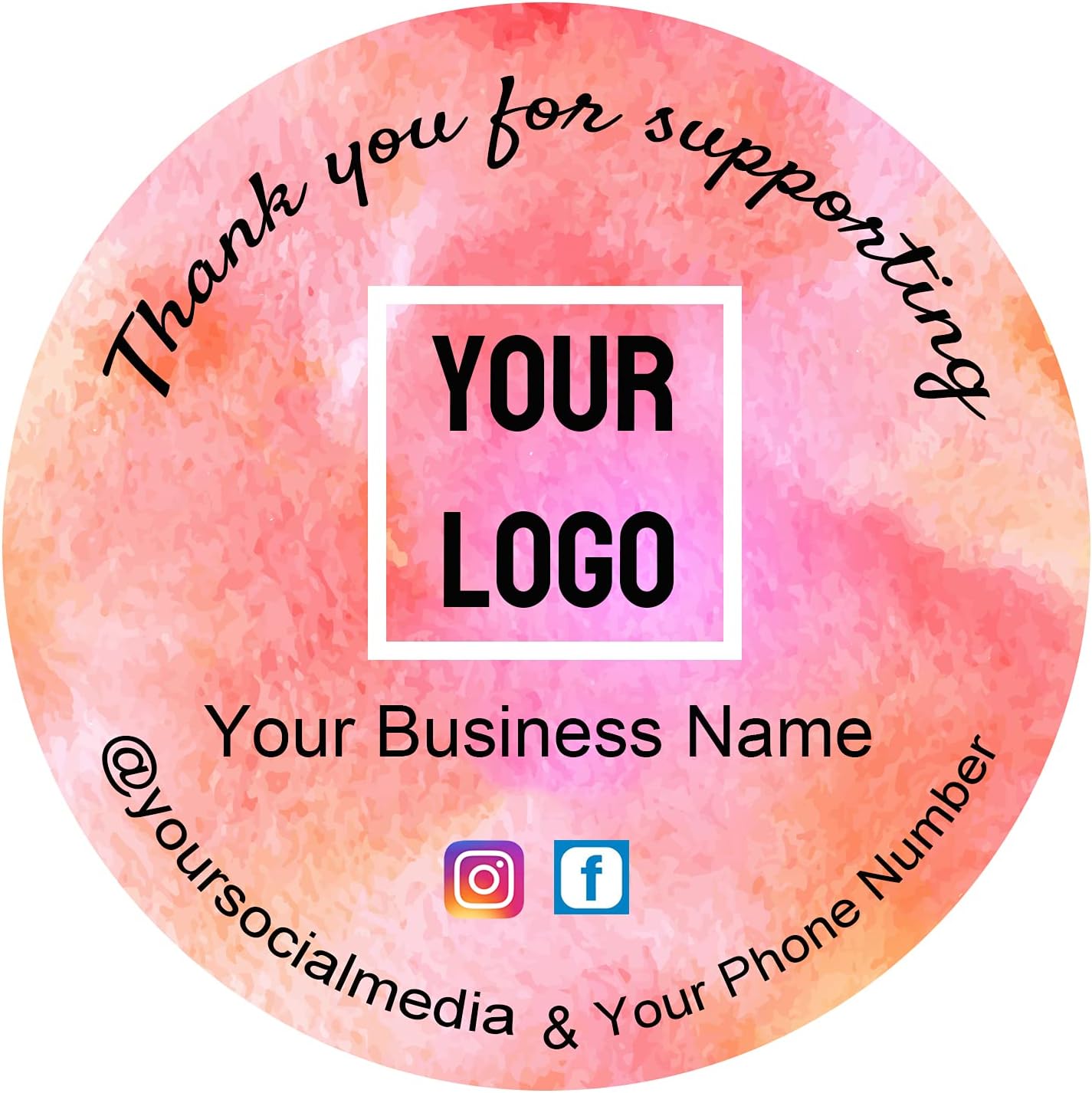 110-pack Custom Round Vinyl Sticker,Personalized UV Print Thank You Small Business Logo Labels,Waterproof (Blue, 3 inch)
